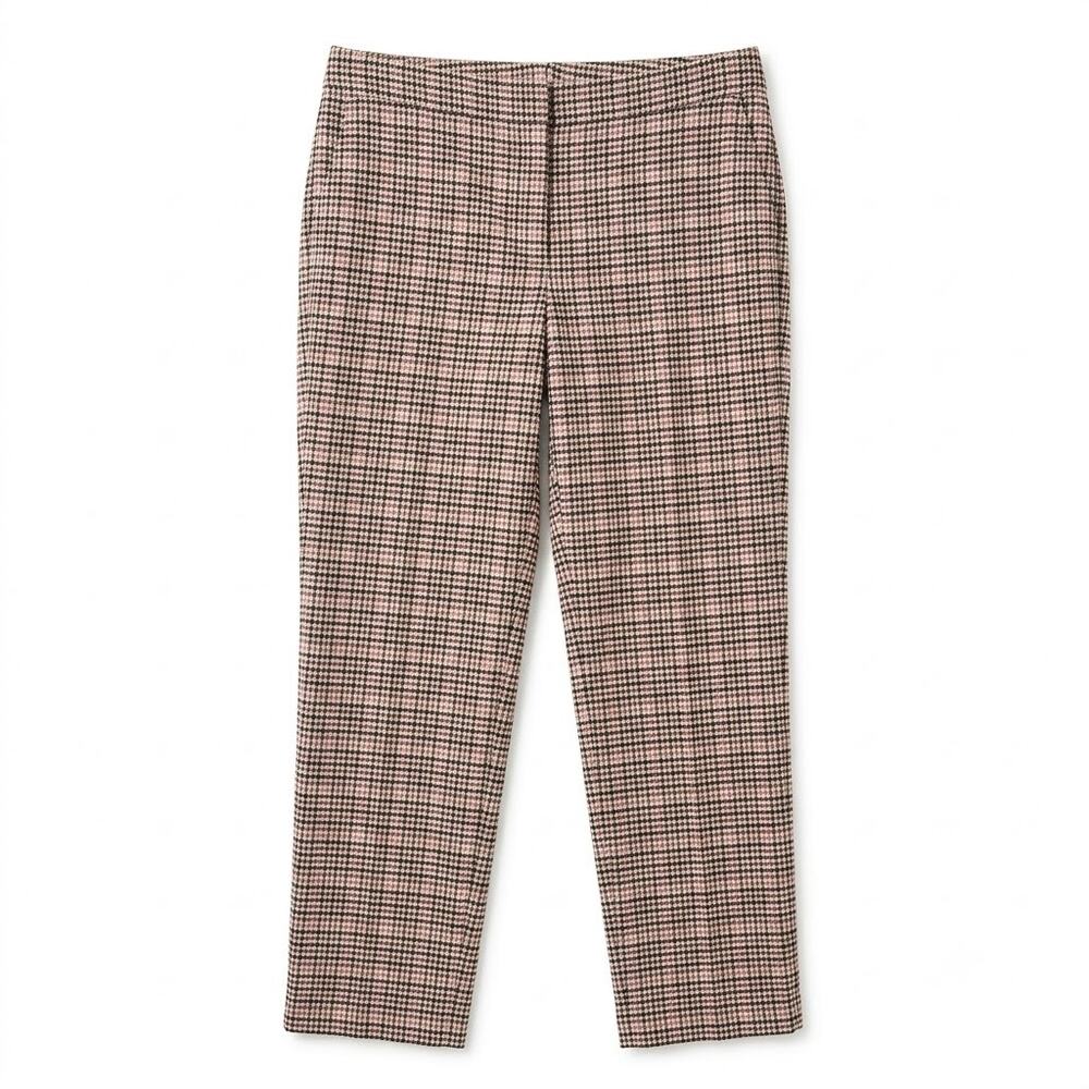 OLD NAVY High Rise Flannel Pull On Ankle Pants Pink Brown Plaid Womens 8
